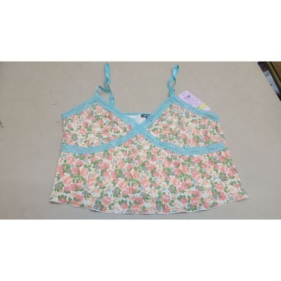 WILD FABLE Women's Lace Trim Tiny Tank Top - Floral Pink XXL- - Picture 2 of 4